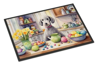 Decorating Easter Bedlington Terrier Doormat Front Door Mat Indoor Outdoor Rugs for Entryway, Non Slip Washable Low Pile, 24H X 36W