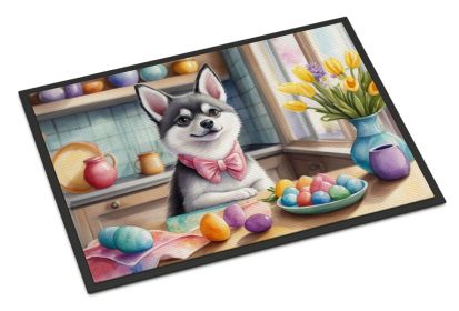 Decorating Easter Alaskan Klee Kai Doormat Front Door Mat Indoor Outdoor Rugs for Entryway, Non Slip Washable Low Pile, 24H X 36W