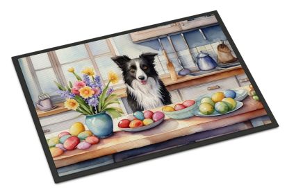 Decorating Easter Border Collie Doormat Front Door Mat Indoor Outdoor Rugs for Entryway, Non Slip Washable Low Pile, 24H X 36W