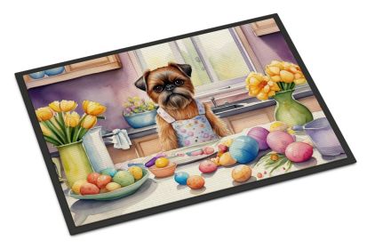 Decorating Easter Brussels Griffon Doormat Front Door Mat Indoor Outdoor Rugs for Entryway, Non Slip Washable Low Pile, 24H X 36W