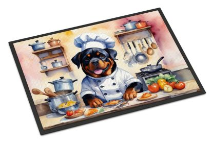 Rottweiler The Chef Doormat Front Door Mat Indoor Outdoor Rugs for Entryway, Non Slip Washable Low Pile, 24H X 36W