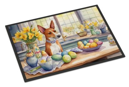 Decorating Easter Basenji Doormat Front Door Mat Indoor Outdoor Rugs for Entryway, Non Slip Washable Low Pile, 24H X 36W