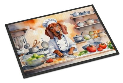 Redbone Coonhound The Chef Doormat Front Door Mat Indoor Outdoor Rugs for Entryway, Non Slip Washable Low Pile, 24H X 36W