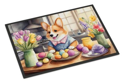 Decorating Easter Corgi Doormat Front Door Mat Indoor Outdoor Rugs for Entryway, Non Slip Washable Low Pile, 24H X 36W