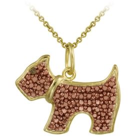 18k Two-tone Rose Gold over Silver Champagne Diamond Accent Dog Pendant