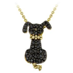 18K Gold over Sterling Silver Champagne Diamond Accent Puppy Dog Necklace