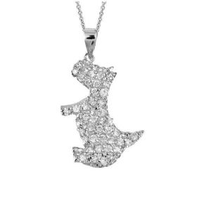 Sterling Silver Designer-Inspired CZ Scottie Dog Pendant