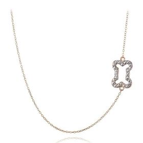 Rose Tone over Silver Diamond Accent Dog Bone Necklace