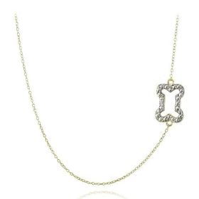 Gold Tone over Silver Diamond Accent Dog Bone Necklace