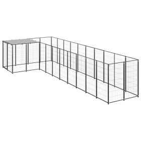 Dog Kennel Black 78.1 ft² Steel