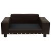 Dog Sofa Brown 31.9"x16.9"x12.2" Plush and Faux Leather