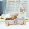 Double 28.7Oz Ceramic Pet Bowls Dog Cat Bowls with Wooden Stand Raised Pet Feeder for Small Dogs Cats