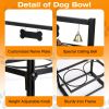 Dog Raised Bowls with 4.1 to 12.4in Adjustable Height Stainless Steel Elevated Double Dog Bowls with Bell Name Plate for Small Medium Large Dogs