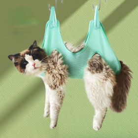 Cat Grooming Hammock Cat Grooming nail cutting anti scratch bite fixed bag bath Trimming Restraint Bag Pet dog groominghammock hanging Pet Supplies (Color: Green Send)