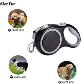 Automatic Retractable Dog Leash Long Strong Pet Leash For Large Dogs Durable Nylon Big Dog Walking Leash Leads Rope (Color: black)