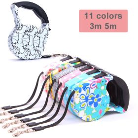 3m 5m Retractable Dog Leash 11 Colors Fashion Printed Puppy Auto Traction Rope Nylon Walking Leash for Small Dogs Cats Pet Leads (Color: color 10)