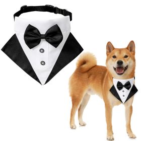 wedding suit dog collar pet saliva towel dog wedding triangle scarf (Color: Red and black triangle scarf collar set)