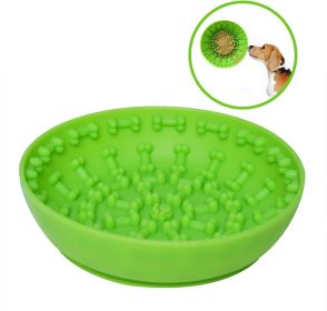 Pet Dog Slow Bowl Feeder Bowls with Suction Cup, Interactive for Boredom Anxiety Reduction, Distractor Toy (Color: green)