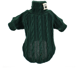 Pet Turtleneck Knitted Sweater Winter Dog Cat Keep Warm (Color: green)