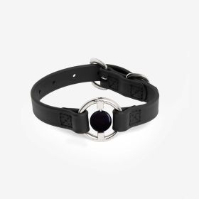 Luxury Spill-Proof Dog Collar Embedded with Healing Crystal (Color: black, size: medium)