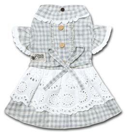 Touchdog 'I love Poochi' Classical Fashion Plaid Dog Dress (Color: Grey)