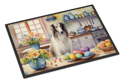 Decorating Easter Borzoi Doormat Front Door Mat Indoor Outdoor Rugs for Entryway, Non Slip Washable Low Pile, 24H X 36W (Default: Default)