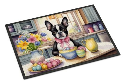 Decorating Easter Boston Terrier Doormat Front Door Mat Indoor Outdoor Rugs for Entryway, Non Slip Washable Low Pile, 24H X 36W (Default: Default)