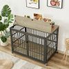 Furniture style dog crate wrought iron frame door with side openings, Grey, 43.3''W x 29.9''D x 33.5''H.